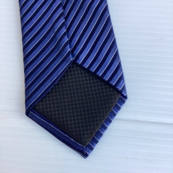 Sean John Mens Diagonal Striped Tie Silk Blend Blue & Black - Picture 6 of 7